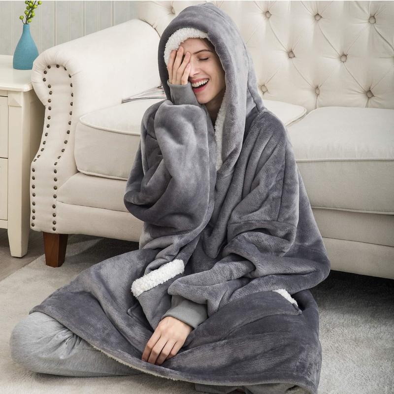 Large Hoodie Blanket With Sleeves